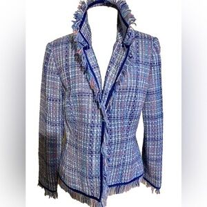 Anthracite Chanel like Blazer - 6 blue plaid , polyester blend , Nordstr…